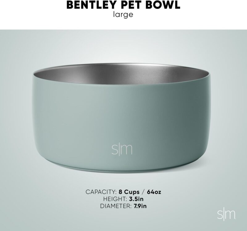 Simple Modern Stainless Steel Pet Water Bowl for Dogs & Cats | Insulated Stainless Steel Food Bowls for Dog Cat | No Tip No Slip BPA Free | Bentley Collection | Large (8 Cups) | Midnight Black - Image 4