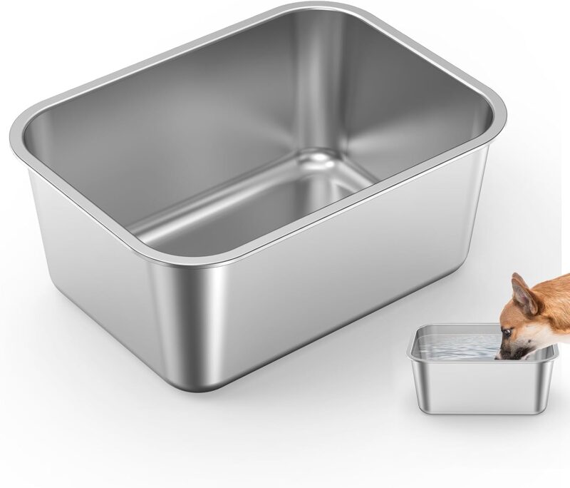 3 Gallons Extra Large Dog Water Bowl, Large Stainless Steel Dog Bowl, Durable Metal Dog Food and Water Bowls Indoor Outdoor, Large Capacity Dog Bowls for Large, Medium Breed