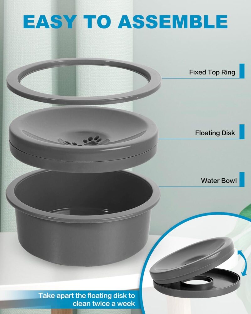 No Spill Dog Water Bowl, Slow Drinking Non Spilling Water Dish, Fits into Elevated Pet Feeder, 30oz Messy Drip Proof Slobber Stopper Water Dispenser for Dogs - Image 5