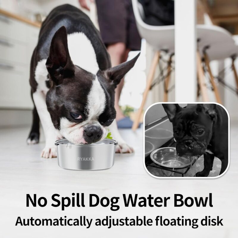 1L/0.26Gallon No Spill and Slow Water Bowl for Small Dogs - Slow Drinking Spill Proof Stainless Steel Dog Water Bowl - Image 2