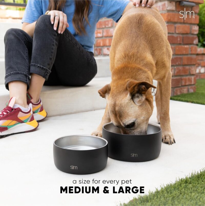 Simple Modern Stainless Steel Pet Water Bowl for Dogs & Cats | Insulated Stainless Steel Food Bowls for Dog Cat | No Tip No Slip BPA Free | Bentley Collection | Large (8 Cups) | Midnight Black - Image 5