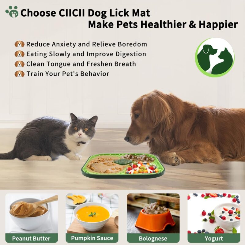 CIICII Dog Lick Mat for Dogs Crate, 2 in 1 Dog Slow Feeder Treat Mat (Large 7.1" Dog Licking Mat + Dog Crate Training Aid) with Silicone Anti-Slip Pad for Dogs/Cats Anxiety Reduction & Boredom Relief - Image 5