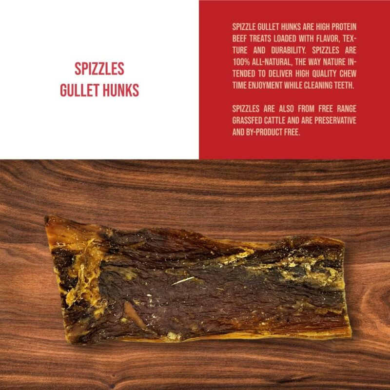 Spizzles - Beef Gullet Hunk - Single Ingredient Tasty Dog Chew - High Protein and Teeth Cleaning - All-Natural - Free-Range and Grass-Fed Cattle - 12" - Image 2