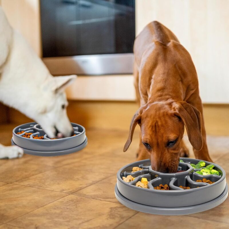 Slow Feeder Dog Bowl, 4-Cup Dog Slow Feeder for Large and Medium Dogs, Anti-Choking Slow Eating Bowl, Non-Slip Pet Slower Dish for Dry Wet Food(Gray) - Image 7
