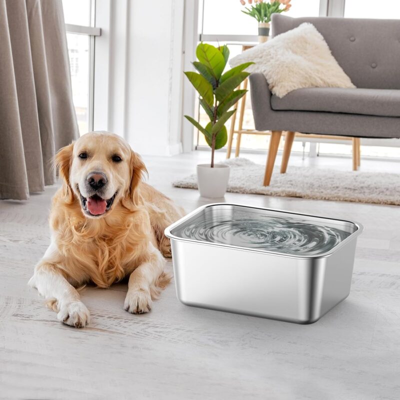 3 Gallons Extra Large Dog Water Bowl, Large Stainless Steel Dog Bowl, Durable Metal Dog Food and Water Bowls Indoor Outdoor, Large Capacity Dog Bowls for Large, Medium Breed - Image 5