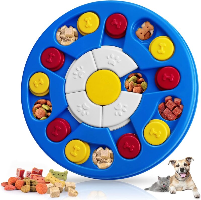 Interactive Dog Puzzle Toys, Treat Dispenser & Slow Feeder for Dogs & Cats, Mental Enrichment & IQ Training, Levels 1-3