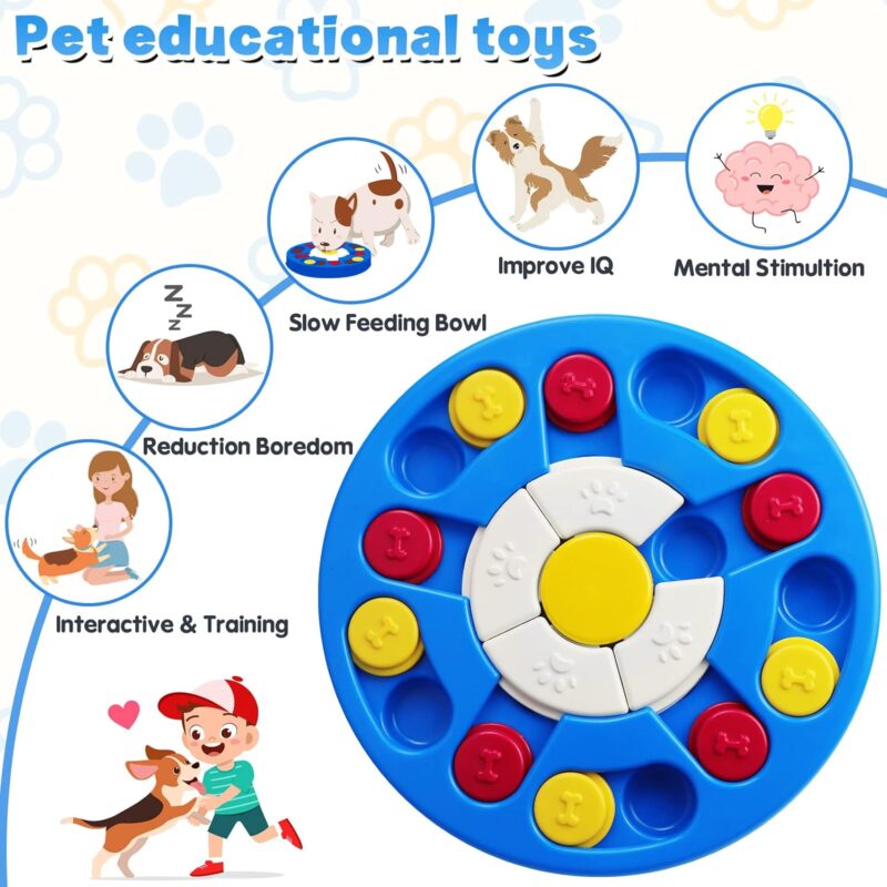 Interactive Dog Puzzle Toys, Treat Dispenser & Slow Feeder for Dogs & Cats, Mental Enrichment & IQ Training, Levels 1-3 - Image 3