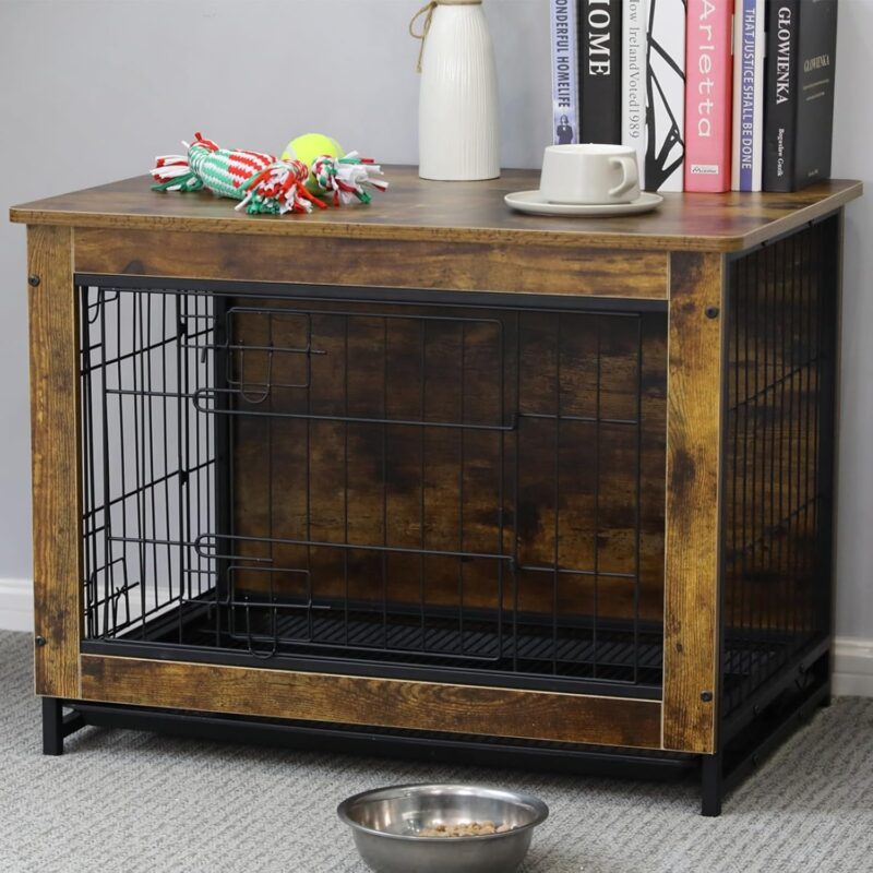 Dog Crate Furniture, Modern End Table Crate with Double Doors, Furniture-Style Crates for Large Dogs, Pull-Out Tray, Wooden Dog Kennel Indoor for Small/Medium/Large Dog - Image 8