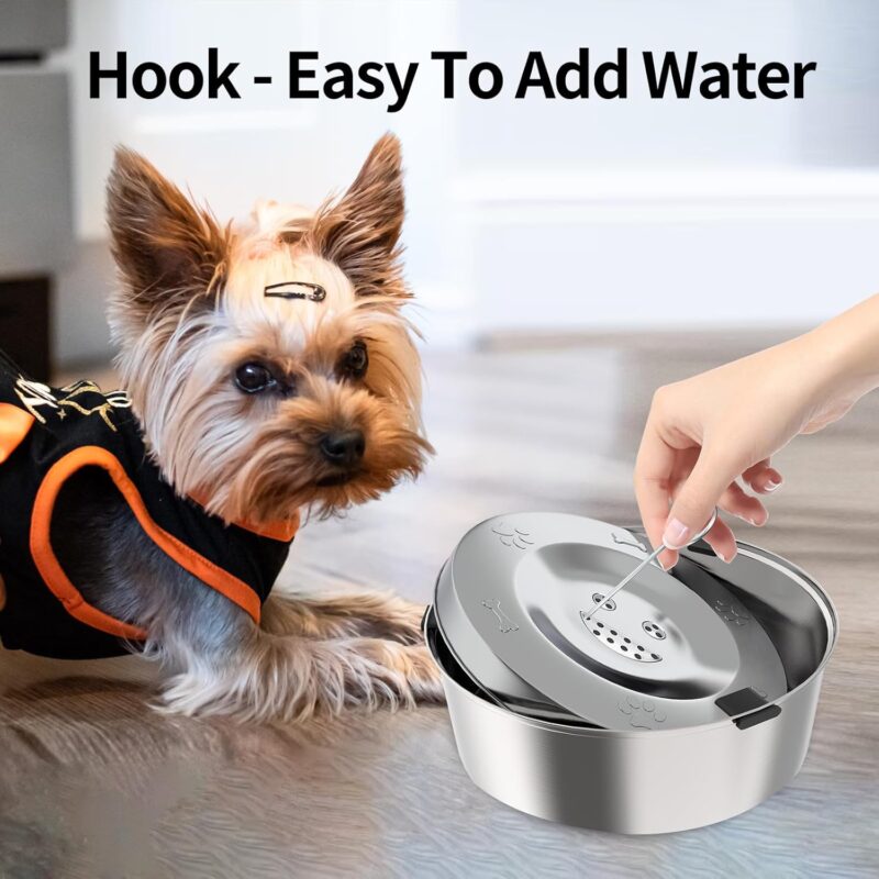 1L/0.26Gallon No Spill and Slow Water Bowl for Small Dogs - Slow Drinking Spill Proof Stainless Steel Dog Water Bowl - Image 3