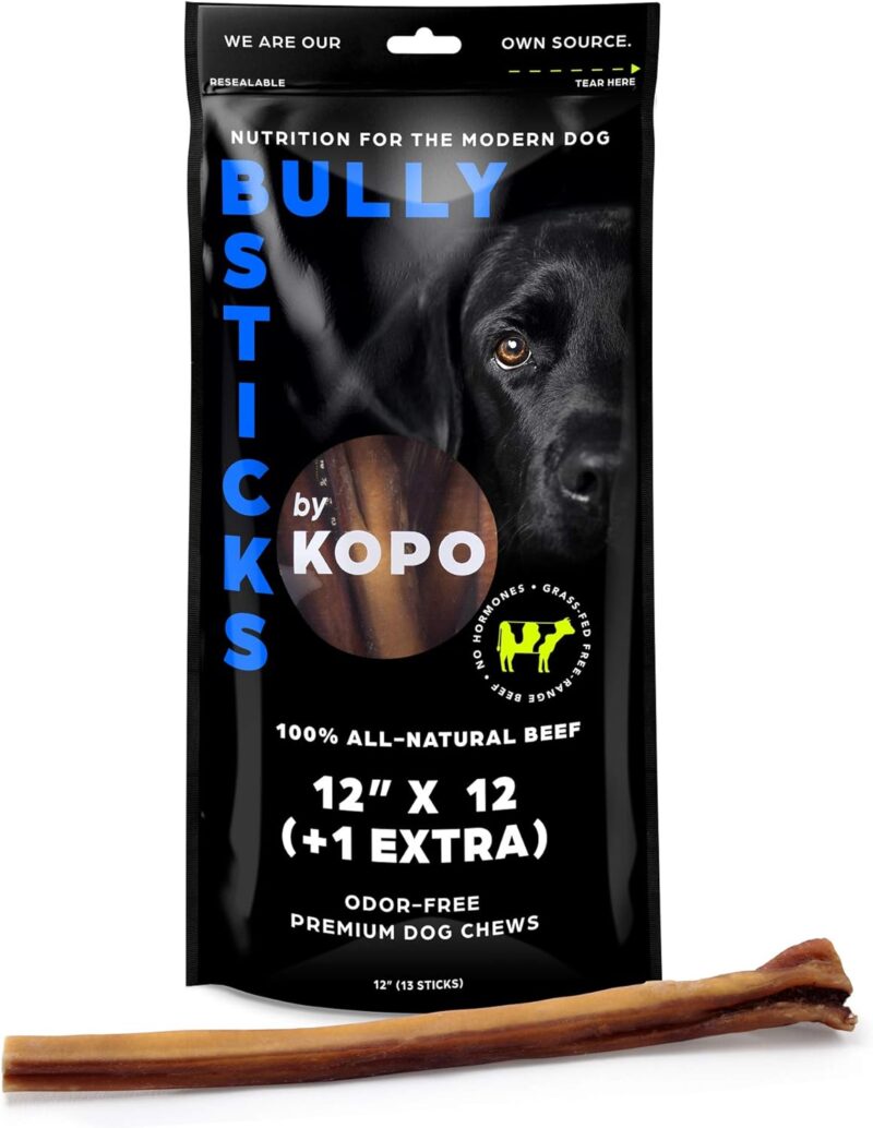 Kopo Bully Sticks 12-inch (12 Pack + 1 Extra) - Odor Free Natural Dog Treats - 100% Beef, Fully Digestible, Long Lasting, No Hide Dog Chews - Image 2