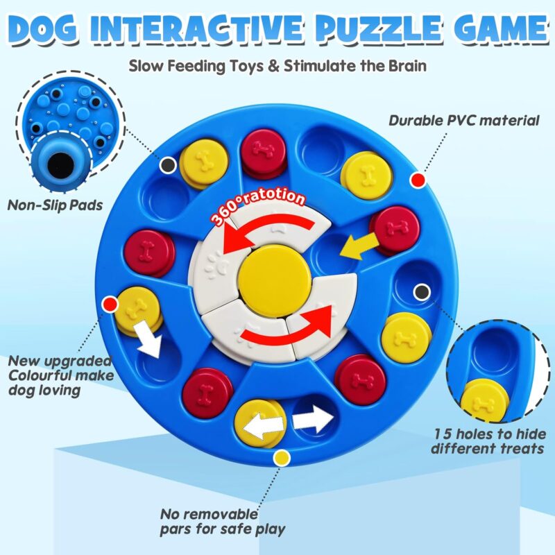 Interactive Dog Puzzle Toys, Treat Dispenser & Slow Feeder for Dogs & Cats, Mental Enrichment & IQ Training, Levels 1-3 - Image 2