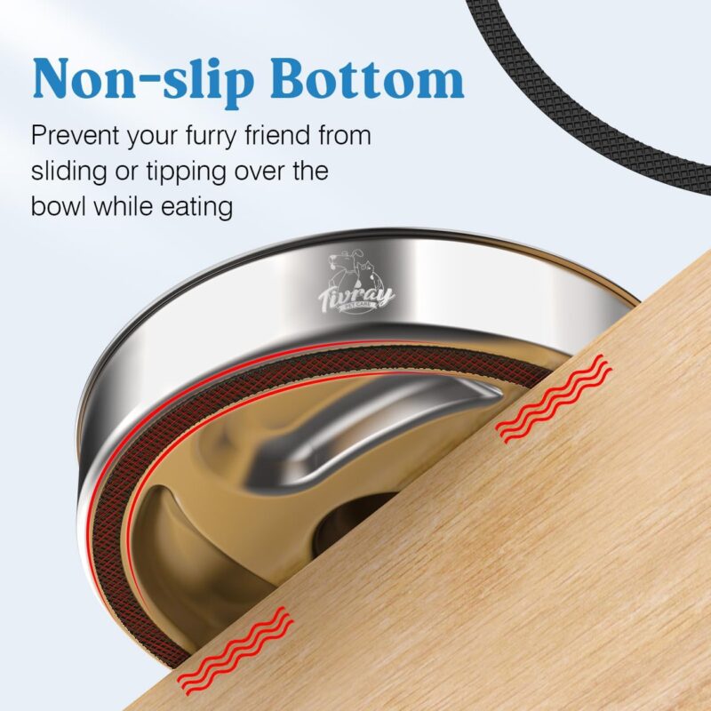 Slow Feeder Dog Bowls, 304 Stainless Steel Dog Slow Feeder Bowl 3.8 Cups Metal Dog Food Bowl with Non-Slip Bottom Anti Gulping Slow Eating Dog Bowl for Medium & Large Breed, Dishwasher Safe - Image 6