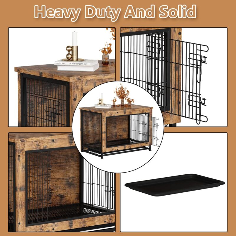 XL Dog Crate Furniture,Wooden Insulated Indoor Large Dog House, Dog Kennels and Crates Heavy Duty End Table with Divider for Puppy to Adult (38" L x 25.7" W x 26.9H(Large/X Large), Wooder) - Image 4