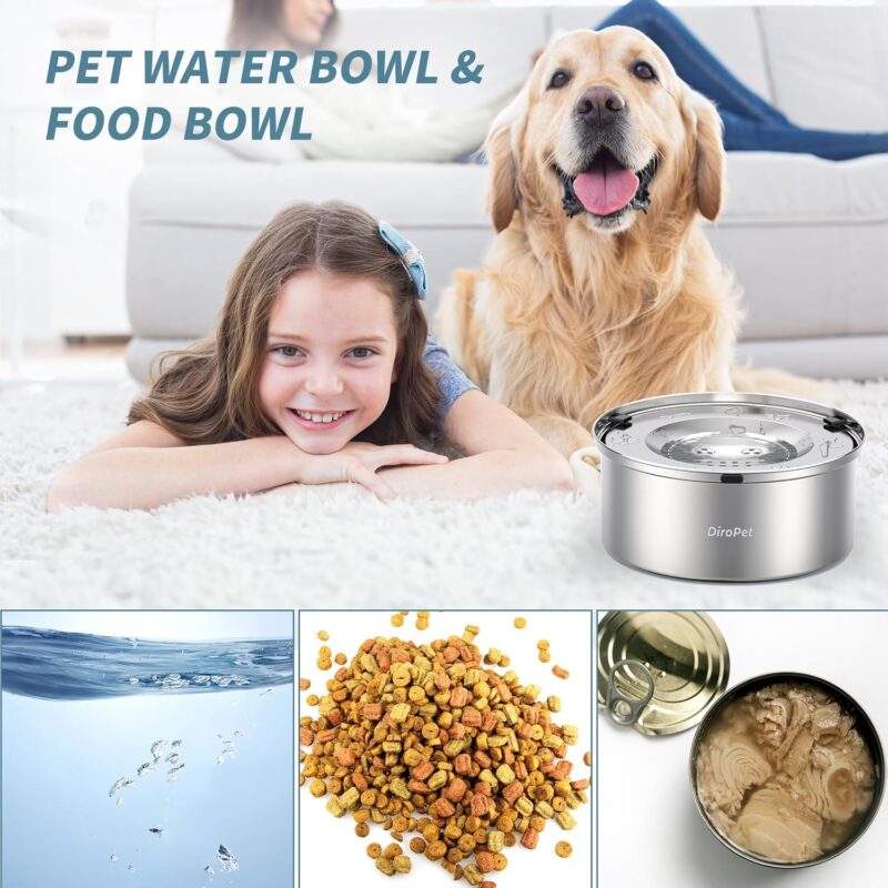 Dog Water Bowl No Spill, Food-Grade Stainless Steel Dog Bowls, 3L/101oz Large Capacity Slow Water Feeder, No Spill Water Bowl for Dog, Vehicle Carried Travel Water Bowl for Medium Large Dogs - Image 7