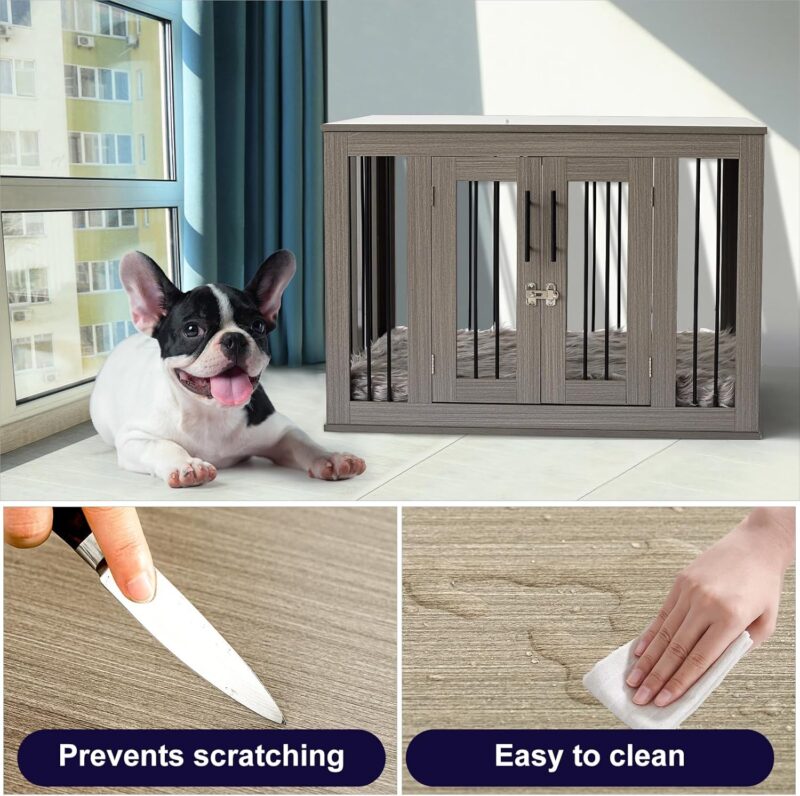 Furniture Style Dog Crate Medium with Waterproof, Machine Washable Dog Bed, a Decorative End Table Bedside Table, Indoor Wooden Kennel, Pet House Dog Cage for Medium Dogs and Puppies - Image 4