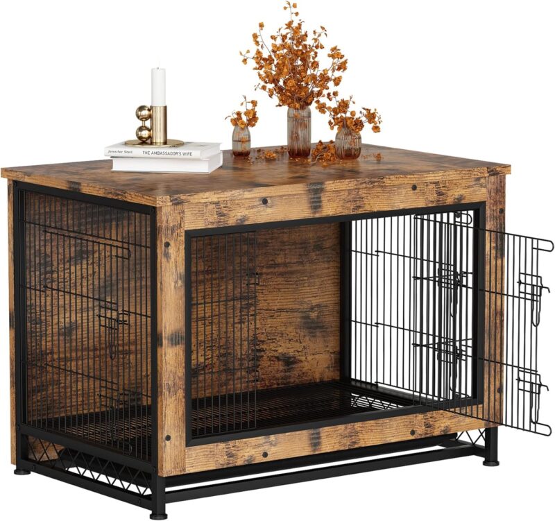 XL Dog Crate Furniture,Wooden Insulated Indoor Large Dog House, Dog Kennels and Crates Heavy Duty End Table with Divider for Puppy to Adult (38" L x 25.7" W x 26.9H(Large/X Large), Wooder)