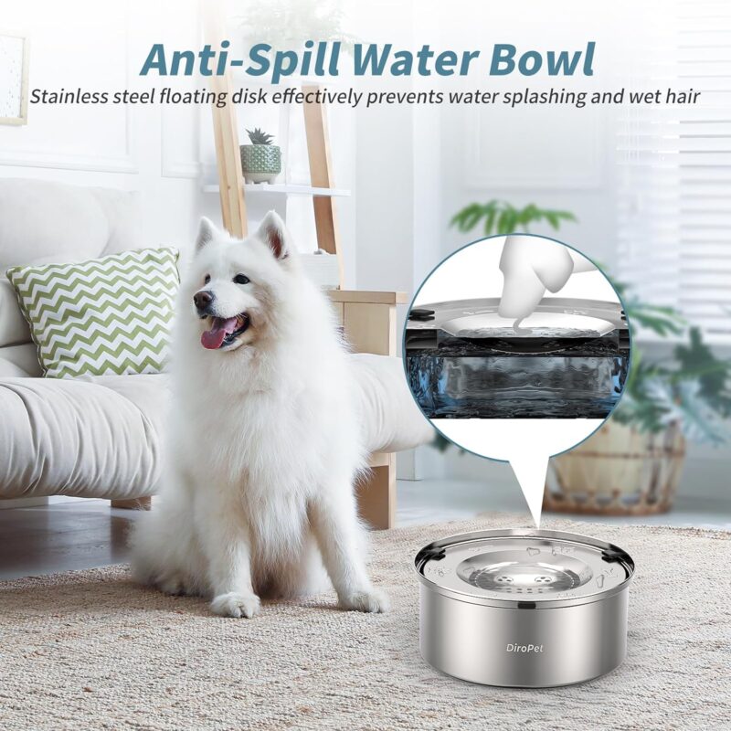 Dog Water Bowl No Spill, Food-Grade Stainless Steel Dog Bowls, 3L/101oz Large Capacity Slow Water Feeder, No Spill Water Bowl for Dog, Vehicle Carried Travel Water Bowl for Medium Large Dogs - Image 2