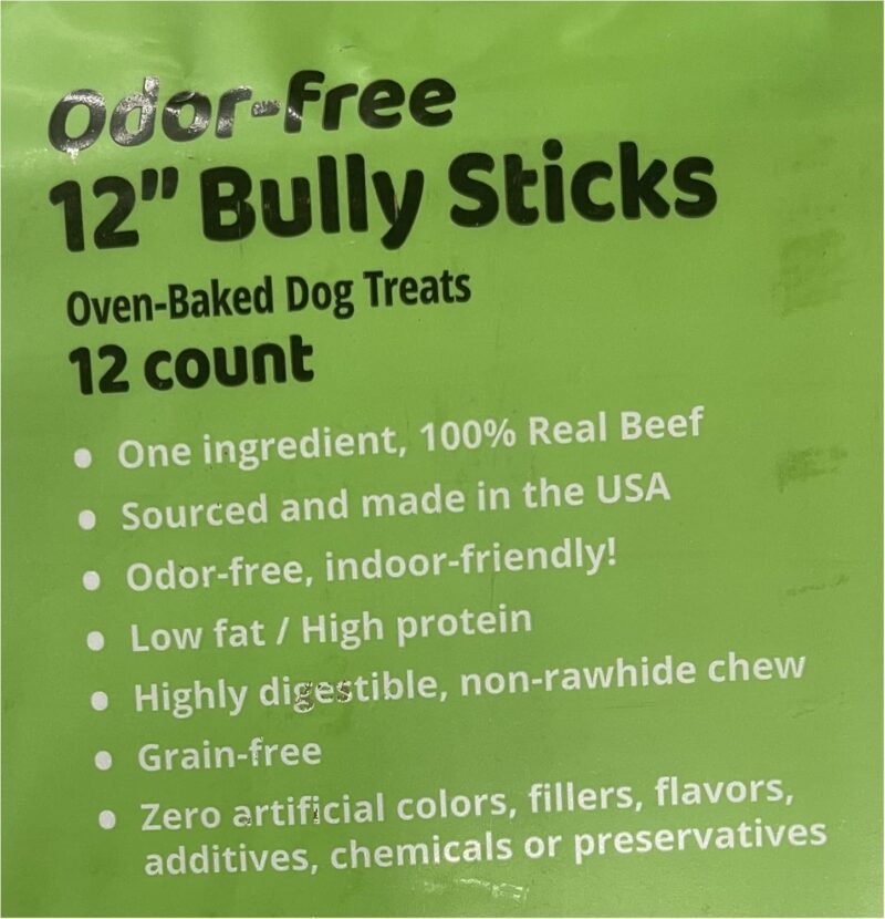 Grazed 12" Oven Baked Bully Sticks Dog Treat, 12 Count - Image 2