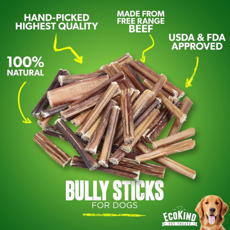 EcoKind Pet Treats All-Natural Premium 4 Inch Bully Sticks for Dogs | 16 Oz. Bag | Delicious Protein Rich Dog Chews - Image 6