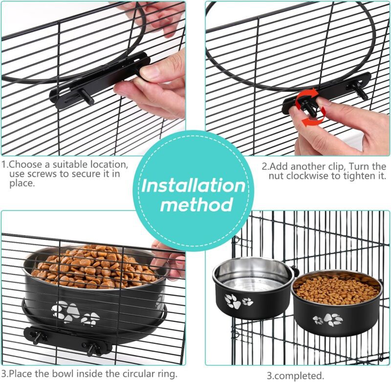 Kennel Water Bowl, Stainless Steel Dog Crate Water Bowl No Spill, 2 Pack Hanging Dog Bowls for Kennel Cage Crate, Metal Pet Dog Food Water Bowl Feeder Dish for Medium Large Size Dogs - Image 6
