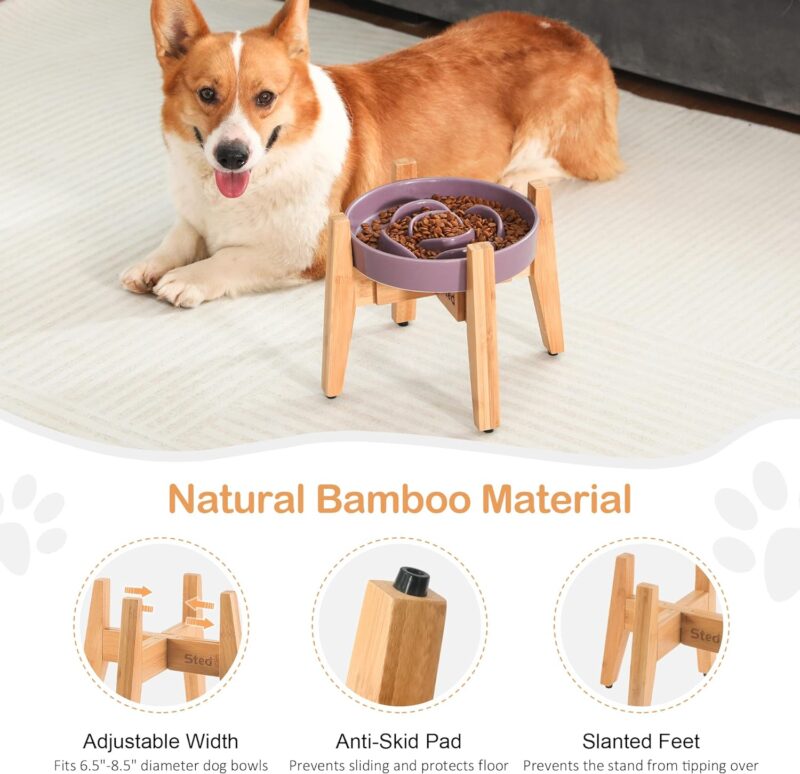 Sted Bamboo Dog Raised Bowl Stand, Adjustable Width 6.5-8.5 Inches, 8.5'' Tall, Multi Functional, Easy Disassembly, for Small Medium Dogs - Image 4