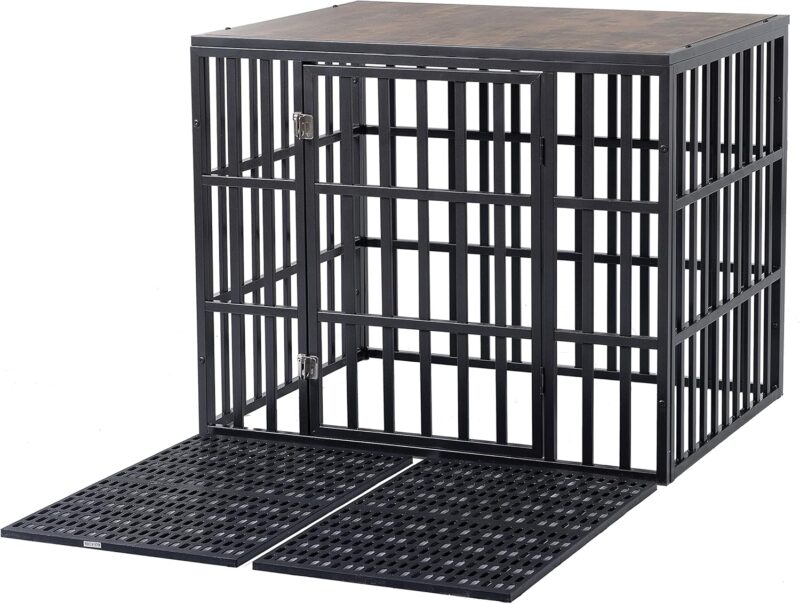 Heavy Duty Dog Crate for Medium Large Dog, Strong Metal Frame Dog Cage Dog Kennel for Indoor Outdoor, Dog Crate End Table with Lockable Door, 38''/Black - Image 7