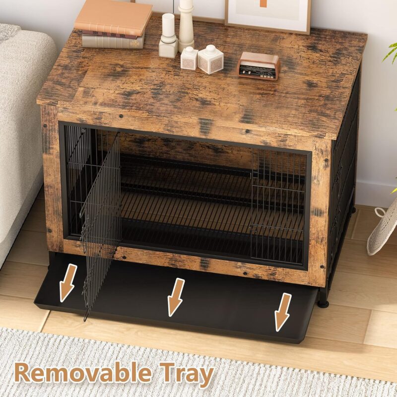 XL Dog Crate Furniture,Wooden Insulated Indoor Large Dog House, Dog Kennels and Crates Heavy Duty End Table with Divider for Puppy to Adult (38" L x 25.7" W x 26.9H(Large/X Large), Wooder) - Image 5