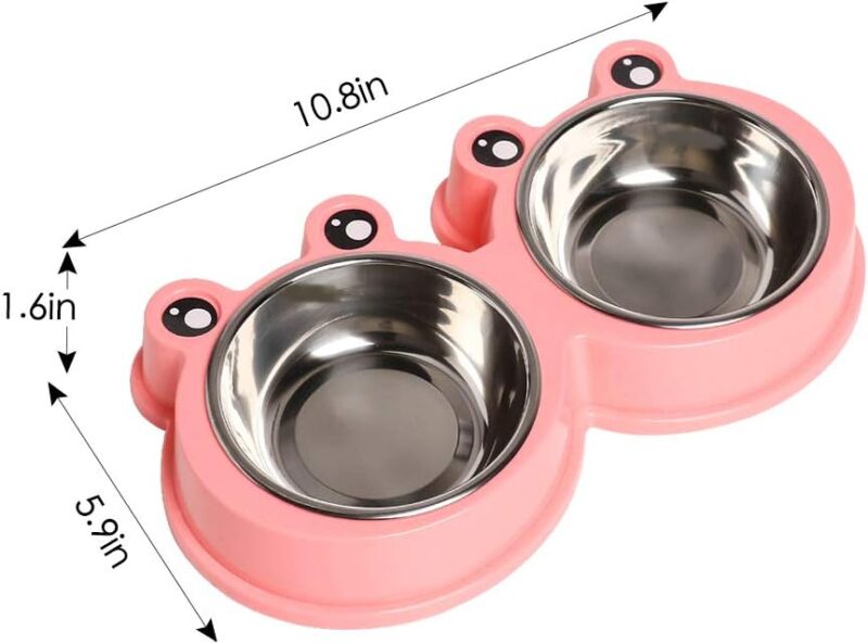 Skrtuan Stainless Steel Pet Bowls, Double Food & Water Bowls for Dogs, Cats & Rabbit, Non-Slip Pet Feeder with Cute Modeling, BPA Free, Dishwasher Safe - Image 7