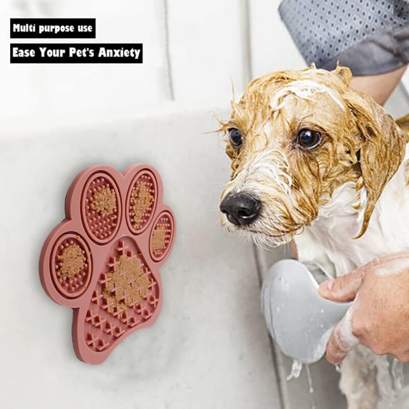 Lick Mat for Dogs and Cats, Premium Lick Pad with Suction Cups,Dog Slow Feeder Dowl Mat for Bathing Grooming Nailing Trimming, Food-Grade, Non-Toxic (Pink) - Image 2