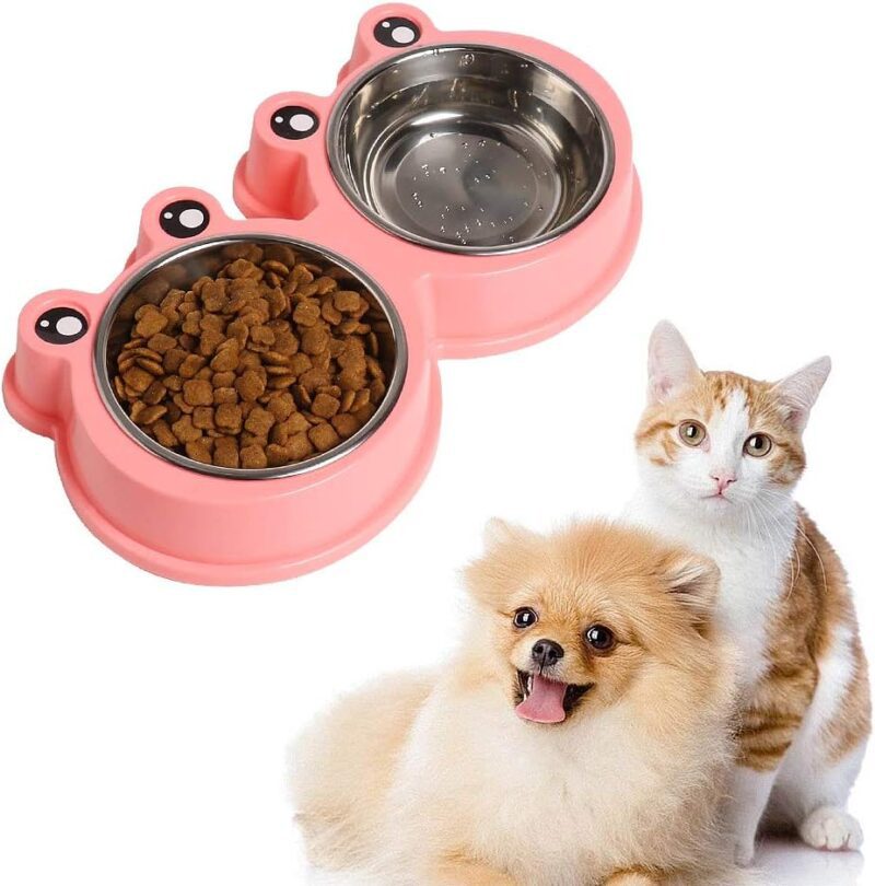 Skrtuan Stainless Steel Pet Bowls, Double Food & Water Bowls for Dogs, Cats & Rabbit, Non-Slip Pet Feeder with Cute Modeling, BPA Free, Dishwasher Safe - Image 6