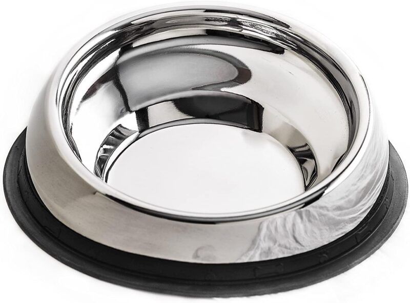 Enhanced Pet Bowl, Stainless Steel Slanted Dog Bowl with Raised Ridge, Food-Grade Non-Slip No Spill Bowl for Dogs, Less Mess, Less Gas, and Better Digestion (Medium) Original does NOT ship from China.