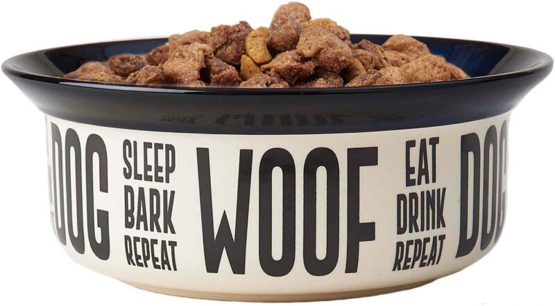 PetRageous 17001 Eat Drink Repeat Two-Tone Stoneware Dishwasher Safe Dog Bowl 4-Cup 8.18-Inch Diameter 3-Inch Tall for Medium and Large Dogs and Cats, Off-White, (Pack of 1) - Image 5