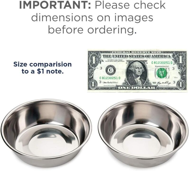 Bonza Two Piece Stainless Steel Dog Bowls Small, 12oz Pet Water and Food Bowls, Basic Metal Dog Bowl or Cat Bowls, Set of 2 Bowls - Image 2