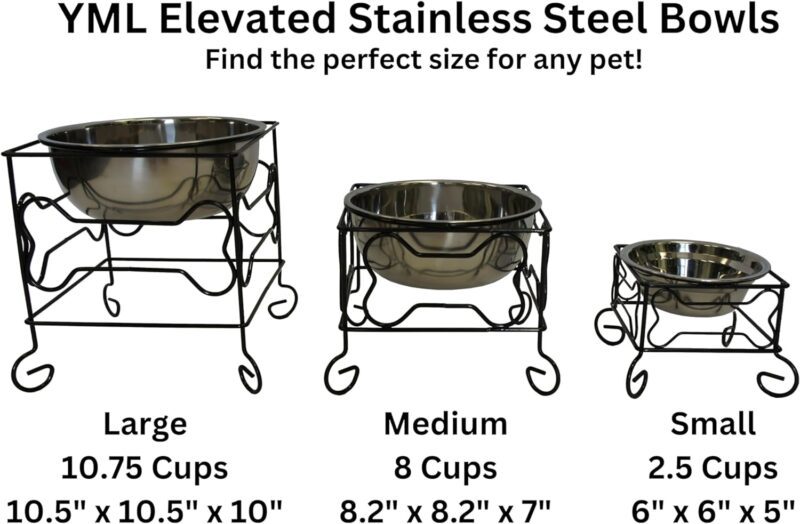 Wrought Iron Stand with Single Stainless Steel Bowl Size: Medium (7" H x 9.5" W x 9.5" D) - Image 7