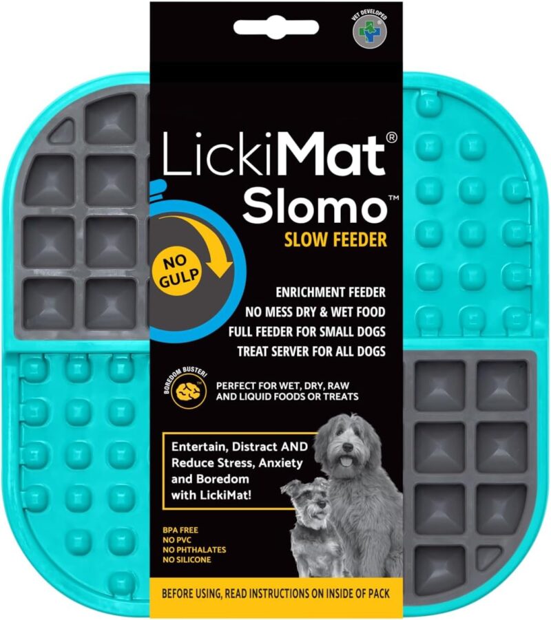 Lickimat Slomo, Dog Slow Feeding Lick Mat, Boredom Anxiety Reducer, Turquoise