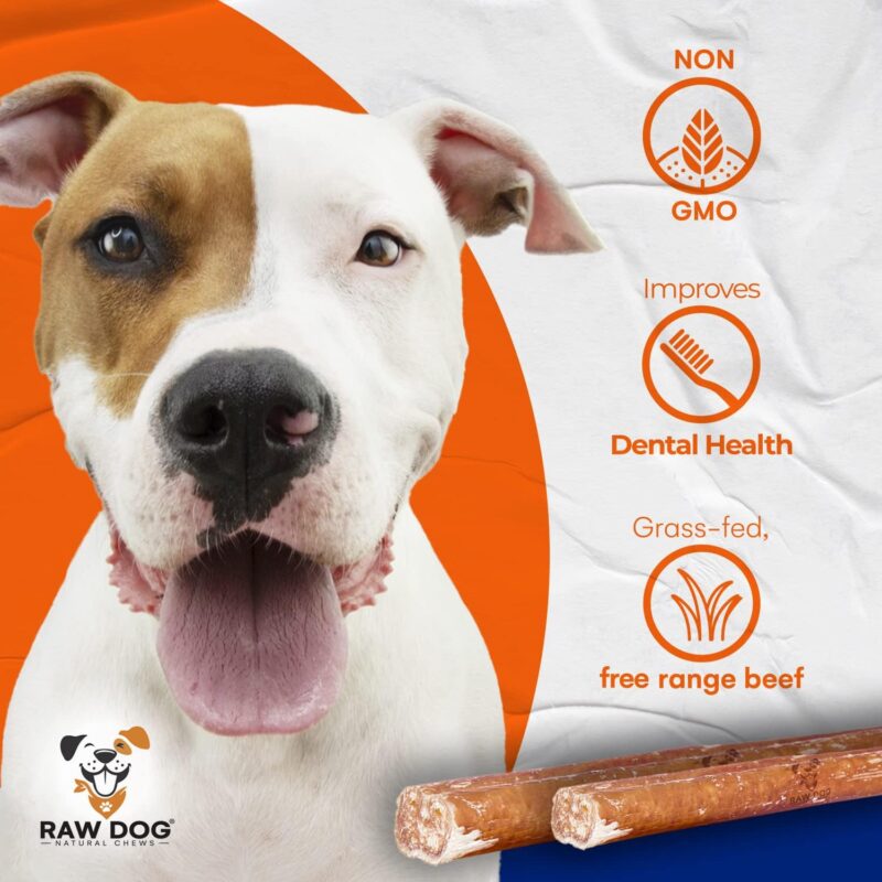 Raw Dog Bully Sticks All-Natural Dog Treats,12IN Regular Size, 1pk - Premium Odor Free Dog Chews, 100% Beef, Grass Fed, Non-GMO - Image 6