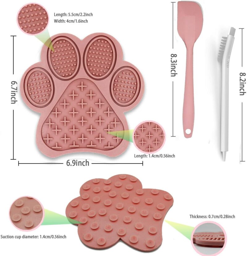 Lick Mat for Dogs and Cats, Premium Lick Pad with Suction Cups,Dog Slow Feeder Dowl Mat for Bathing Grooming Nailing Trimming, Food-Grade, Non-Toxic (Pink) - Image 5