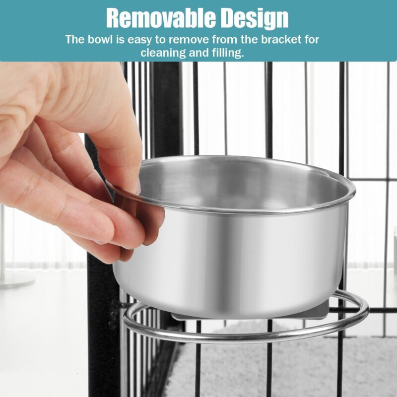 Dog Bowl Stainless Steel Pet Hanging Food Water Bowl Cage Feeding Cup Feeder for Dogs Cats Rabbits Birds Small Animal (Small) - Image 3