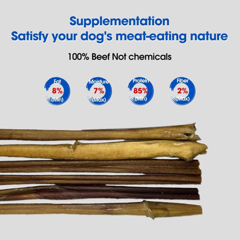 12 Inch Bully Sticks All-Natural 100% Beef, Organic, Grain-Free, Durable and Long-Lasting Chews for Medium & Large Dogs High Protein Supports Dental Health Pet Food(12 Inch, 6 Pack) - Image 4