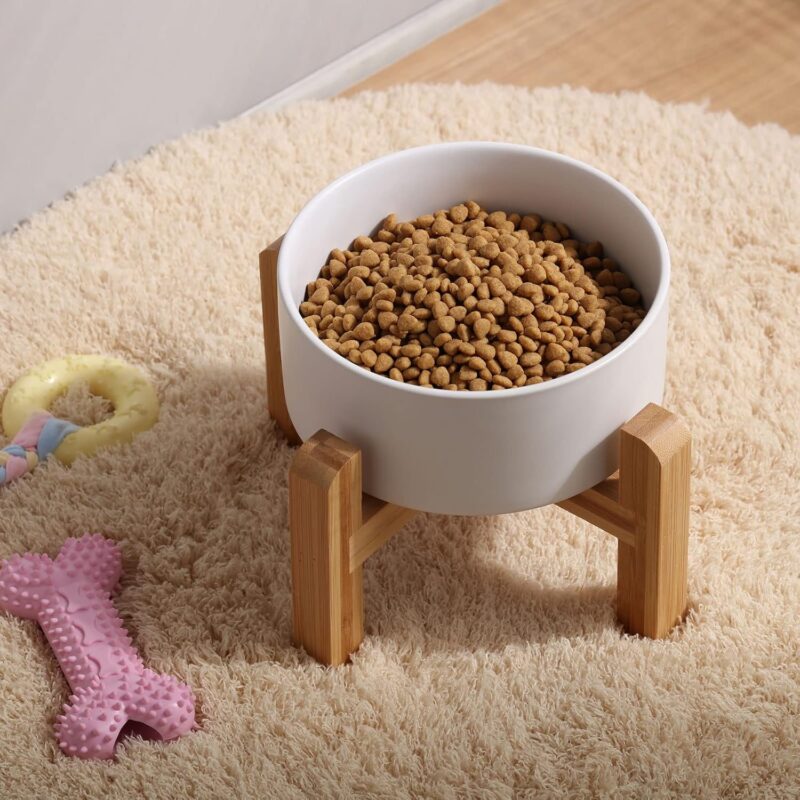 Petygooing White Elevated/Raised Ceramic Dog Bowl for Small Breeds, Dog Food Water Dish with Stand,Pet Feeding Bowl with Anti Slip Rubber for Cats and Small Dogs Puppy 13.5 OZ (5.1In / 1.7 Cups) - Image 6