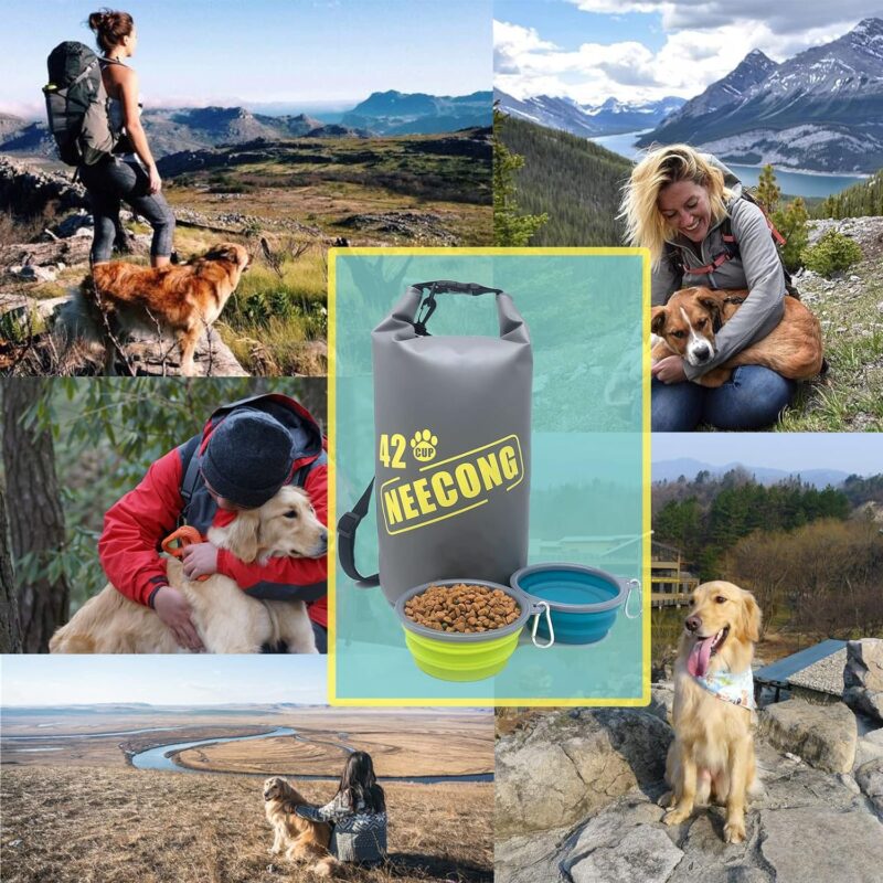 Dog Food Travel Bag With Collapsible Dog Travel Bowls, 42 Cup Dog Food Storage System for Camping, Travel and Everyday-10L Dog Food Dry Bag - Image 6