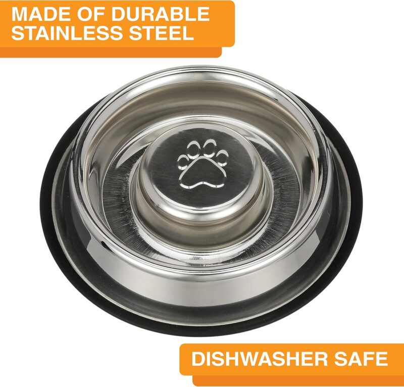 Neater Pet Brands Stainless Steel Slow Feed Bowl - Non-Tip & Non-Skid - Stops Dog Food Gulping, Bloat, Indigestion, and Rapid Eating (3 Cup) - Image 5