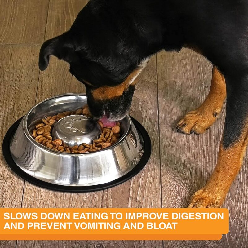 Neater Pet Brands Stainless Steel Slow Feed Bowl - Non-Tip & Non-Skid - Stops Dog Food Gulping, Bloat, Indigestion, and Rapid Eating (3 Cup) - Image 4