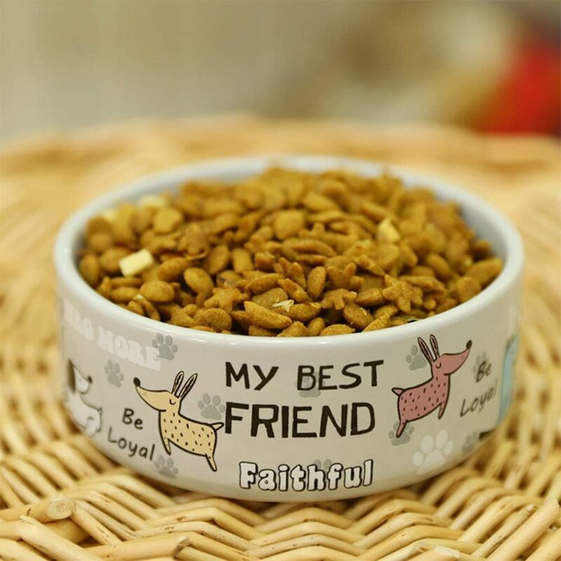 5-inch Ceramic Dog Bowl Cartoon Pattern, Cute, Chew-Proof, Dishwasher and Microwave Safe - Image 2