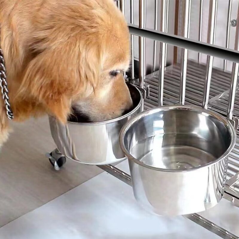 2 Pack Large Dog Water Food Bowls, Dog Crate Water Bowl No Spill, Water Bowl for Dog Crate Cage Accessories, Kennel Water Bowl Hanging, Stainless Steel Dog Bowls Dish for Large Medium Dog