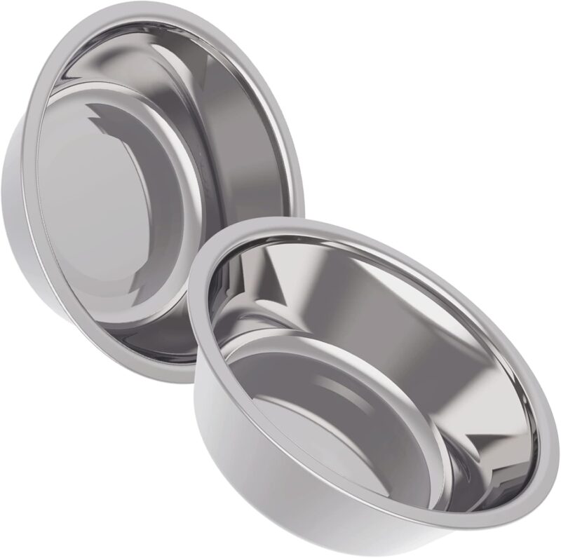 48 oz Stainless Steel Dog Bowls Set 2 Pack for Replacement Dog Bowl for Stand, 6 Cups Metal Dog Bowls with 2.64 inch Deep, Large Dog Water Bowl for Raised Feeder with Opening 7.32-7.52 inch