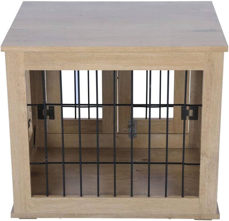 Dog Cage Dog House Indoor Furniture Style Dog Crate End Table with Cushion, Wooden Wire Pet Kennels with Double Doors (small, Sycamore) - Image 6