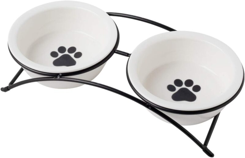 Cat Bowls,Dog Bowls,Ceramic Elevated Pet Raised Cat Food Bowls Set,12 Ounce Small Dogs Bowls,Dishwasher Safe