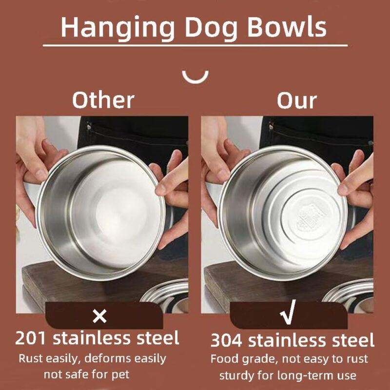 2 Pack Large Dog Water Food Bowls, Dog Crate Water Bowl No Spill, Water Bowl for Dog Crate Cage Accessories, Kennel Water Bowl Hanging, Stainless Steel Dog Bowls Dish for Large Medium Dog - Image 3