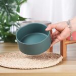 Ceramic Elevated Raised Cat Bowl with Wood Stand No Spill Pet Food Water Feeder Cats Small Dogs